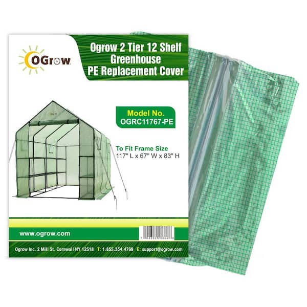 Machrus Ogrow Premium PE Greenhouse Replacement Cover for Outdoor Walk in Greenhouse - 117in.L x 67in.W x 83in.H