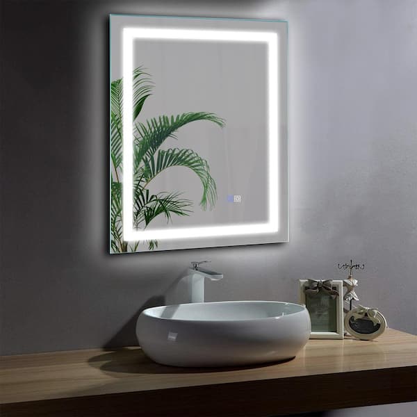 Cesicia 28 in. W x 36 in. H Rectangular Frameless Wall Mount Bathroom Vanity Mirror in Silver Vertical/Horizontal Hang