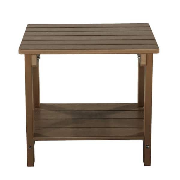 Unbranded Brown Rectangular Polystyrene Outdoor Side Table for Deck, Backyards, Lawns, Poolside, and Beaches