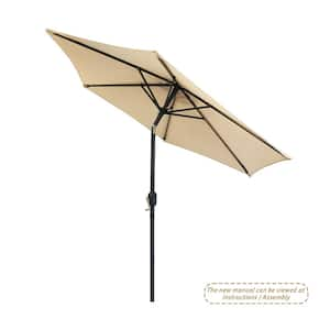 7.5 ft. Outdoor Patio Umbrella with Button Tilt in Beige