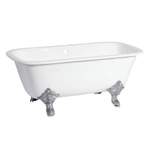 Aqua Eden Double Ended 67 in. Cast Iron Clawfoot Bathtub in Polished Chrome