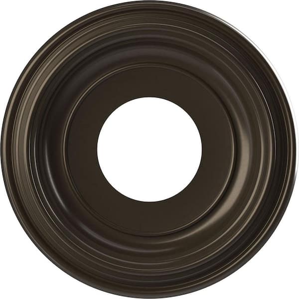 Ekena Millwork 10 in. O.D. x 3-1/2 in. I.D. x 1-1/8 in. P Traditional Thermoformed PVC Ceiling Medallion in Metallic Dark Bronze