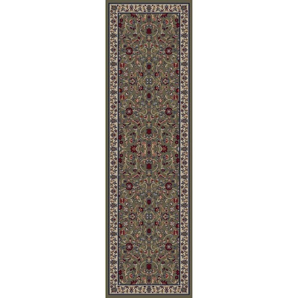 Jewel Kashan Green 2 ft. x 8 ft. Runner Rug