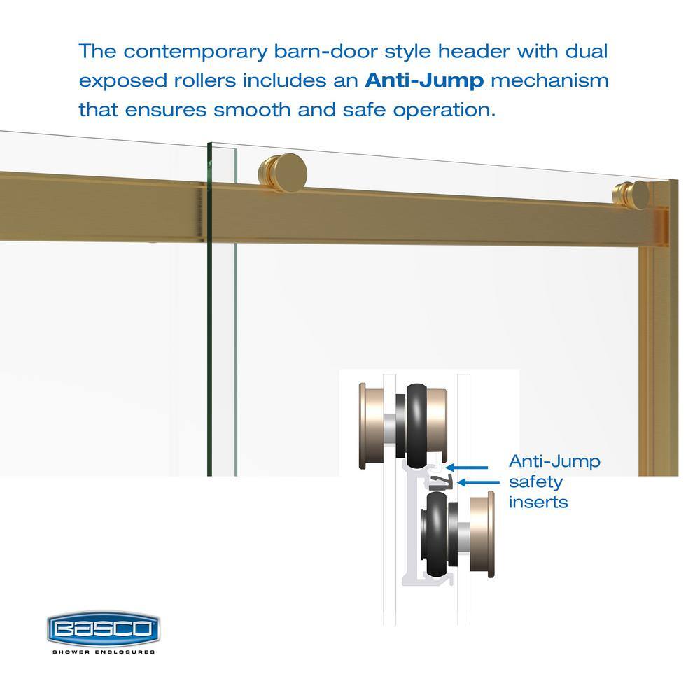 Arelo 56" - 60" Frameless Sliding Shower Door with Brushed Gold Frame
