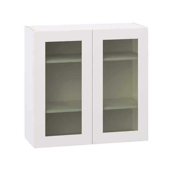 J COLLECTION Roseland 36 in. W x 14 in. D x 35 in. H Assembled Shaker Glass Door Specialty Wall Kitchen Cabinet in Warm White