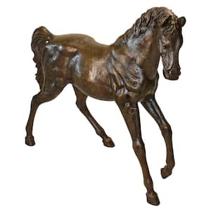 47 in. H Trotting Thoroughbred Horse Cast Bronze Garden Statue