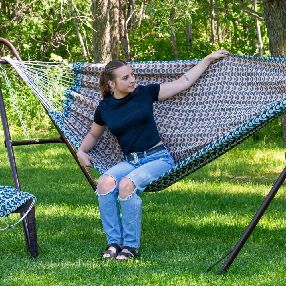 Retro Waves Polyester and Cotton Double Hammock for Two