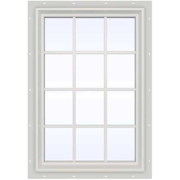 JELD-WEN 35.5 in. x 47.5 in. V-2500 Series White Vinyl Fixed Picture Window with Colonial Grids/Grilles