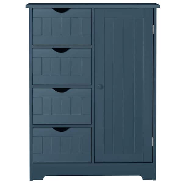 31.6 in. H x 23.6 in. W x 11.8 in. D Freestanding Linen Cabinet with Adjustable Shelf and in Teal Blue (4-Drawer)