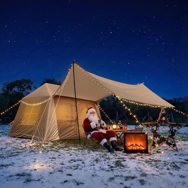 4-Person Camping Tent Windproof Outdoor Cotton Tent With Stove