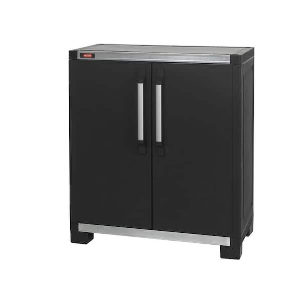 Keter Plastic Freestanding Garage Cabinet in Black (35 in. W x 39 in. H x 18 in. D)