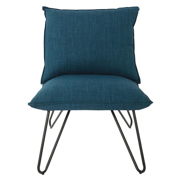OSP Home Furnishings Riverdale Azure Chair with Metal Black Legs