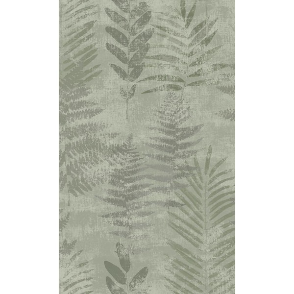 Walls Republic Forest Textured Fern Leaves Tropical Paste the Wall Double Roll Wallpaper 57 sq. ft.