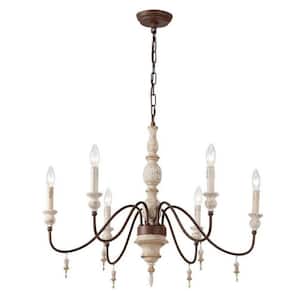 Medieval 6-Light Dimmable Ivory Bronze Classic Traditional Chandelier