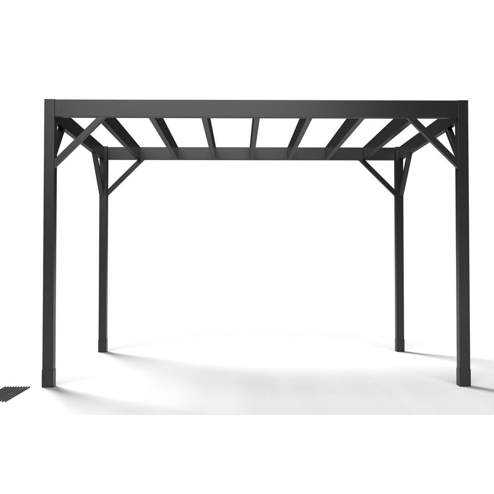 Modern Heavy Duty Black Steel 8 ft x 12 ft Pergola Kit