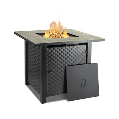 Camplux 30 in. Black Propane Metal Cast Iron Fire Pit Table Outdoor Auto-Ignition Gas Fire Pit Table with Cover