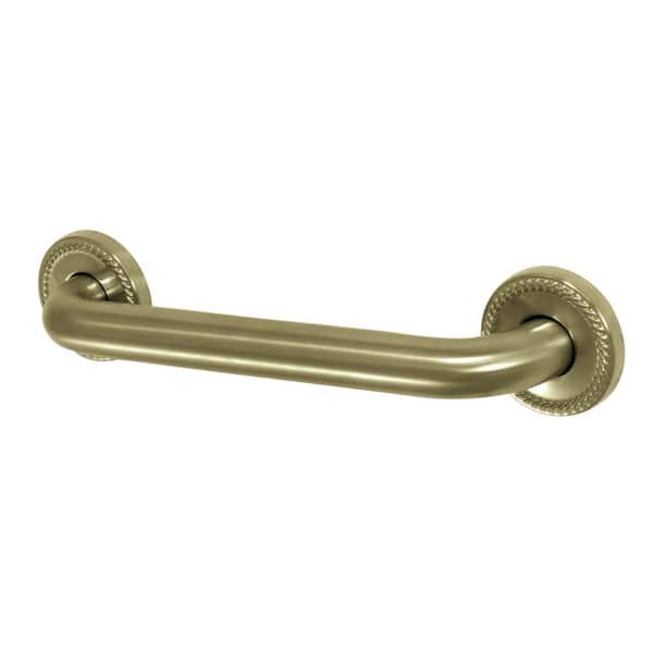 Kingston Brass Roped 12 in. x 1-1/4 in. Grab Bar in Brushed Brass