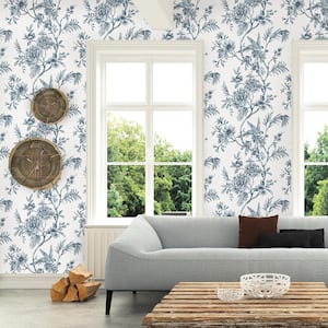 Jessamine Blue Floral Trail Blue Wallpaper Sample