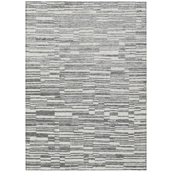 Chantille Machine Washable Indoor/Outdoor Abstract ACN2907 Graphite 10 ft. x 14 ft. Area Rug