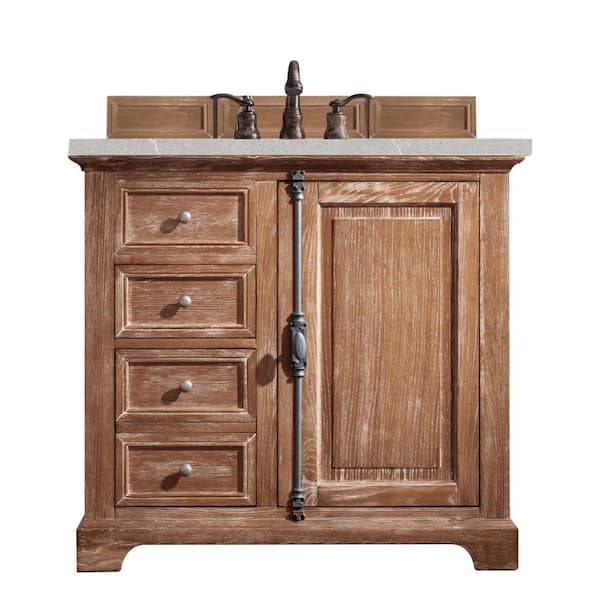 James Martin Vanities Providence 36 in. W x 23.5 in. D x 34.3 in. H Single Bath Vanity in Driftwood with Eternal Serena Quartz Top