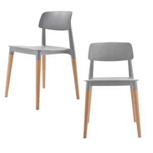 Bel Series Gray Modern Accent Dining Side Chair with Beech Wood Leg (Set of 2)