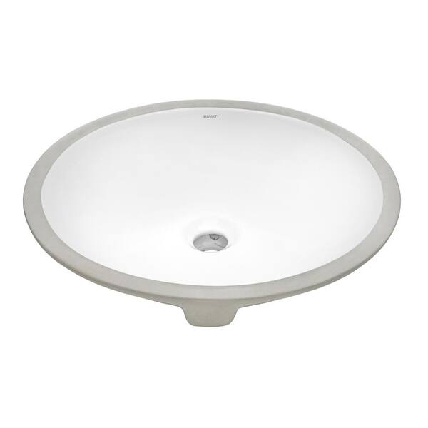 White Oval Porcelain Undermount Bathroom Sink With Overflow - 19.5x16 Inch Vanity Sink