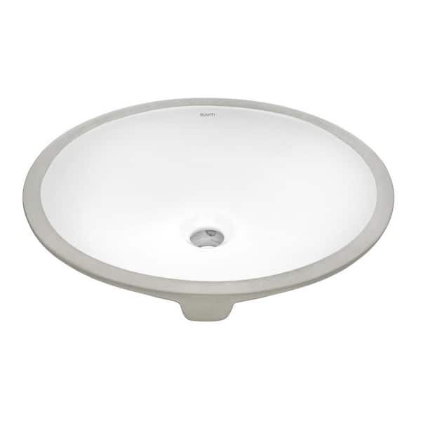 Krona 16 in. Undermount Oval Bathroom Vanity Sink in White Porcelain Ceramic with Overflow