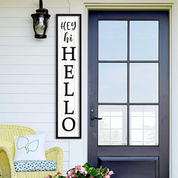 44 in. H Outdoor Black Wood Frame Welcome Porch Wall Sign