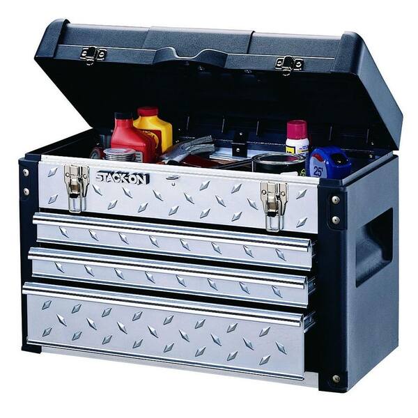 Stack-On 22 in. Tread Plate Tool Chest Black and Silver