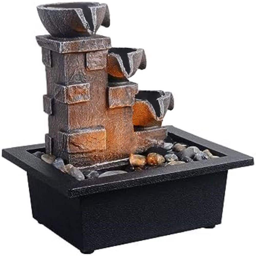 3-Tier Stone Wall Tabletop Fountain with LED Lights for Relaxation and Meditation price history on PriceWatchPro