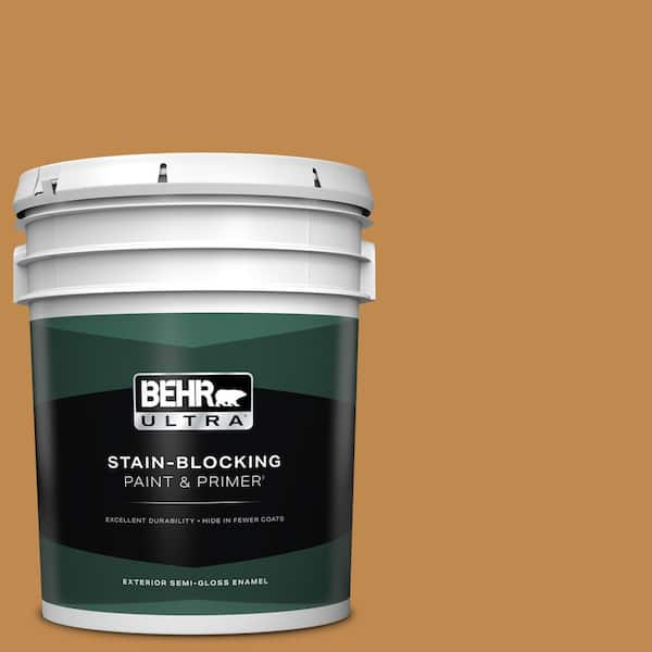 BEHR ULTRA 5 gal. #M250-6 Toffee Tart Semi-Gloss Enamel Exterior Paint & Primer