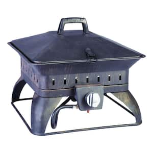 14.6 in. H x 18.7 in. W x 18.7 in. D Porcelain Square Portable Propane Fire Pit
