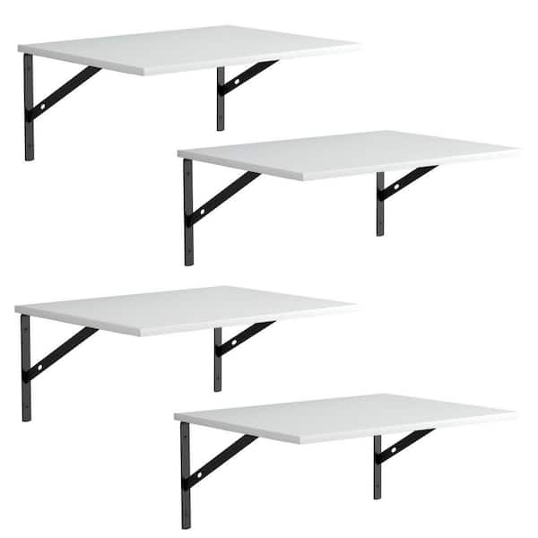Unbranded 15.8 in. W x 12 in. D White Wood Floating Decorative Wall Shelf, 4-Pieces Set