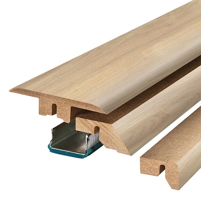 Buff Weathered 0.75 in. T x 2.37 in. W x 78.7 in. L Textured Wood Look Laminate Moulding/Trim 4 in 1 Molding