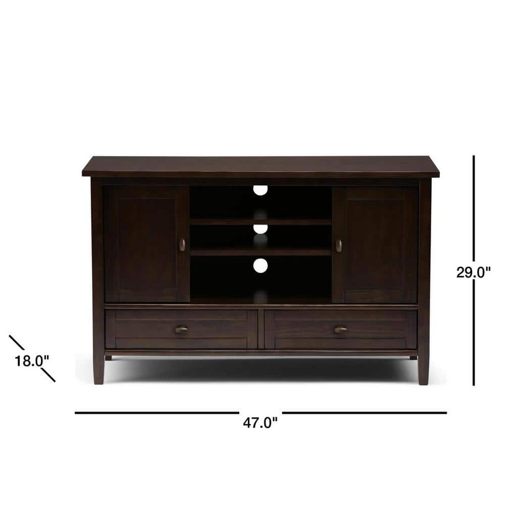 Tobacco Brown Solid Pine 47" TV Media Stand with Cabinets