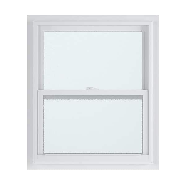 American Craftsman 23.375 in. x 35.25 in. 50 Series White Single Hung Low-E Argon Obscure Glass Vinyl Fin Window, Screen Incl