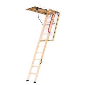 New LWF 7 ft. - 9 ft., 25 in. x 47 in. Fire Rated Insulated Wood Attic Ladder with 300 lb. Maximum Load Capacity