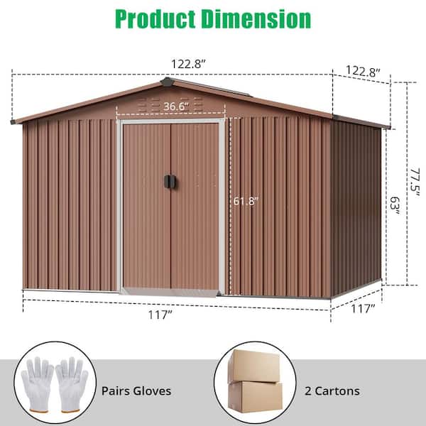 Garvee Professional Install 10 ft. W x 10 ft. D Metal Storage Shed