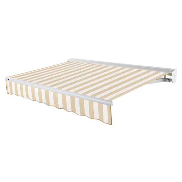 AWNTECH 10 ft. Destin Left Motorized Retractable Awning 120 in. W x 10.38 in. H x 96 in. D Acrylic Fabric in Linen/White Stripe