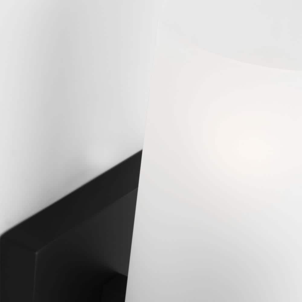 Midnight Black Etched Glass Cylinder Wall Sconce