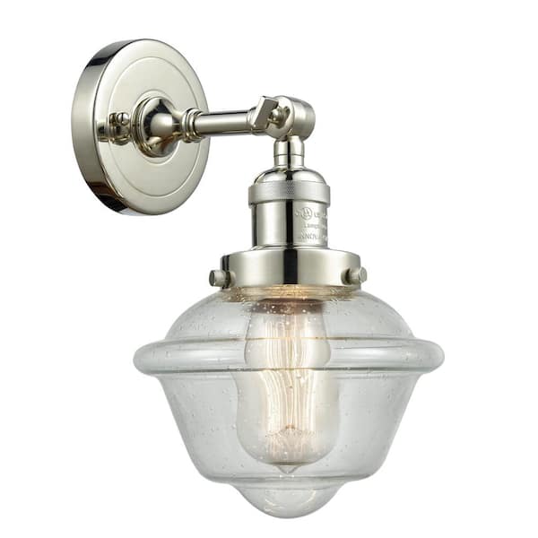 Oxford 1-Light Seedy, Polished Nickel Wall Sconce with Clear Glass Shade