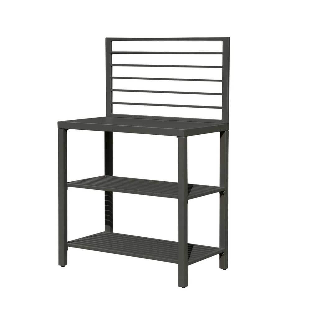 Gray Aluminum Outdoor Kitchen lsland with Kitchen Food Prep Table with Double Storage Rack price history on PriceWatchPro