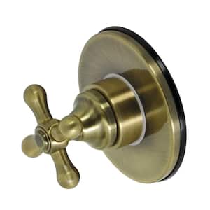 Single-Handle 1-Hole Wall Mount Three-Way Diverter Valve with Trim Kit in Antique Brass