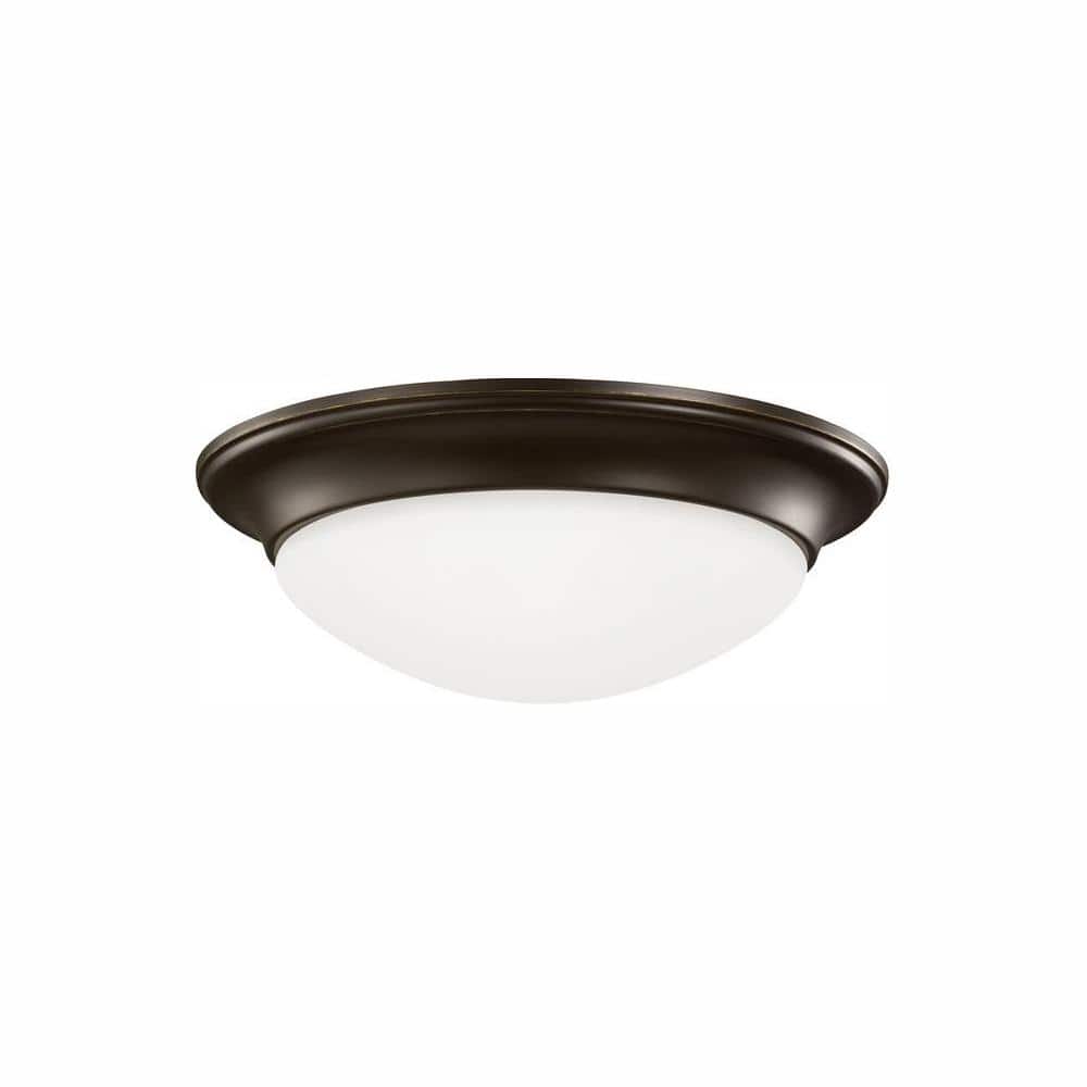 Nash 11.5 in. 1-Light Bronze Classic Contemporary Flush Mount with Satin Etched Glass Twist-Lock Shade and LED Bulb price history on PriceWatchPro