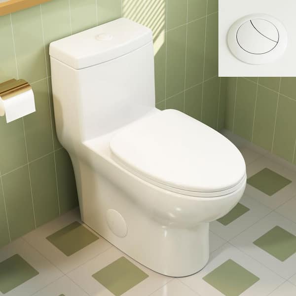 DEERVALLEY Ally 12 in. Rough in Size 1-Piece 1.1/1.6 GPF Dual Flush Elongated Toilet in White, White Flush Button, Seat Included
