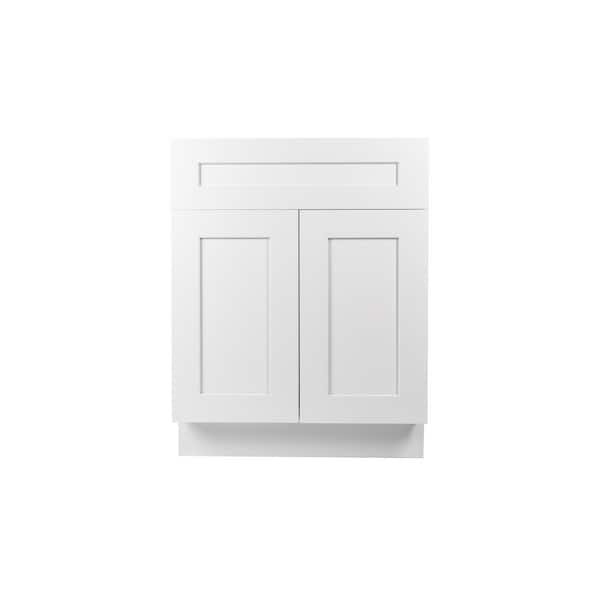 Plywell Ready to Assemble Shaker 24 in. W x 21 in. D x 34.5 in. H Vanity Cabinet with 2 Doors in White
