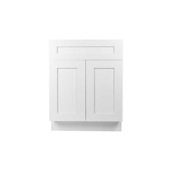 Plywell Ready to Assemble Shaker 36 in. W x 21 in. D x 34.5 in. H Vanity Cabinet with 2-Doors Satin White