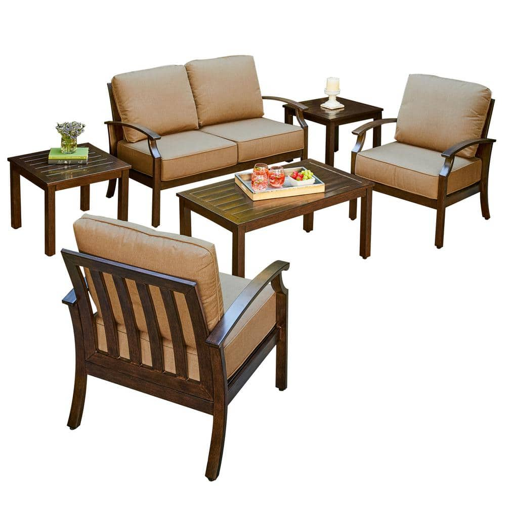 Royal Garden Bridgeport 6-Piece Aluminum Patio Conversation Set with ...