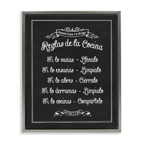 Stupell Industries Kitchen Rules by Lettered and Lined Gray Floater Frame Food Graphic Art Print 21 in. x 17 in.