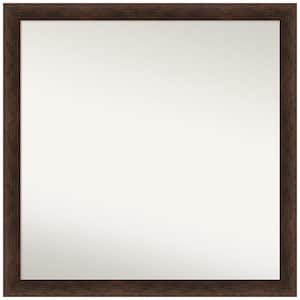 Warm Walnut Narrow 29 in. x 29 in. Non-Beveled Casual Square Wood Framed Wall Mirror in Brown